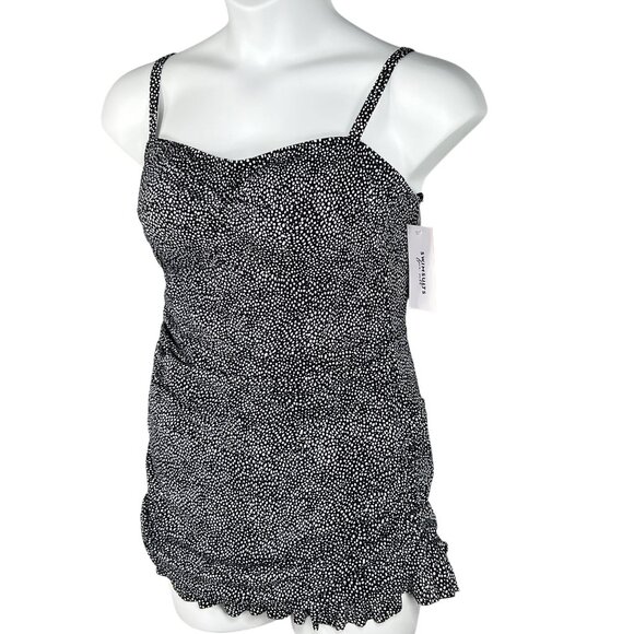 Swimsuits For All 14 Black White Polka Dot Swimdress Marilyn Monroe Inspired - Picture 8 of 12